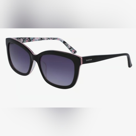 Bebe Stylish Black Sunglasses with Pink Detail And Case BB7228 001 57 - Jet - Picture 1 of 10